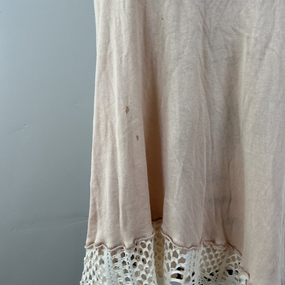 We The Free Tank Top M/M Beige Crochet Trim Sleeveless Casual Boho - Picture 4 of 6
